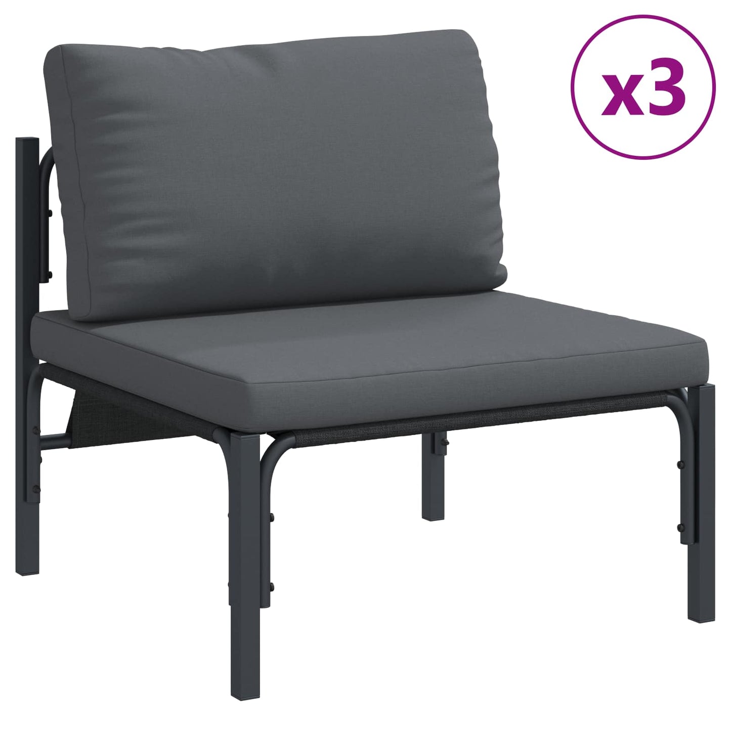 Gartensofa-set mit Kissen 7 pcs Schwarz Stahl