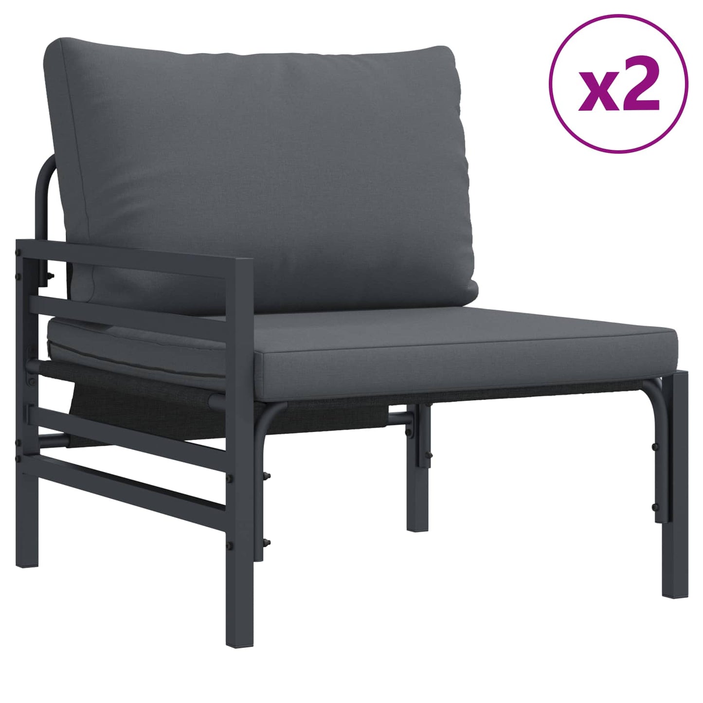 Gartensofa-set 7 stk. Schwarz Stahl