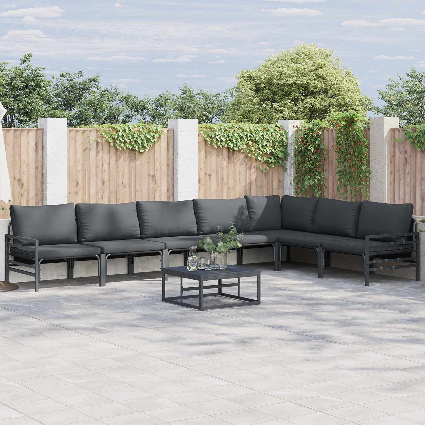 Gartensofa-set 8 stk. Schwarz Stahl