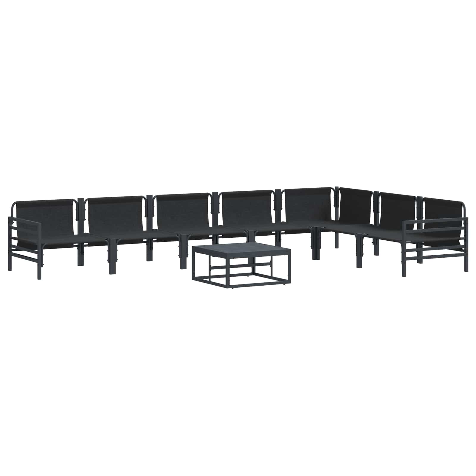 Gartensofa-set 8 stk. Schwarz Stahl
