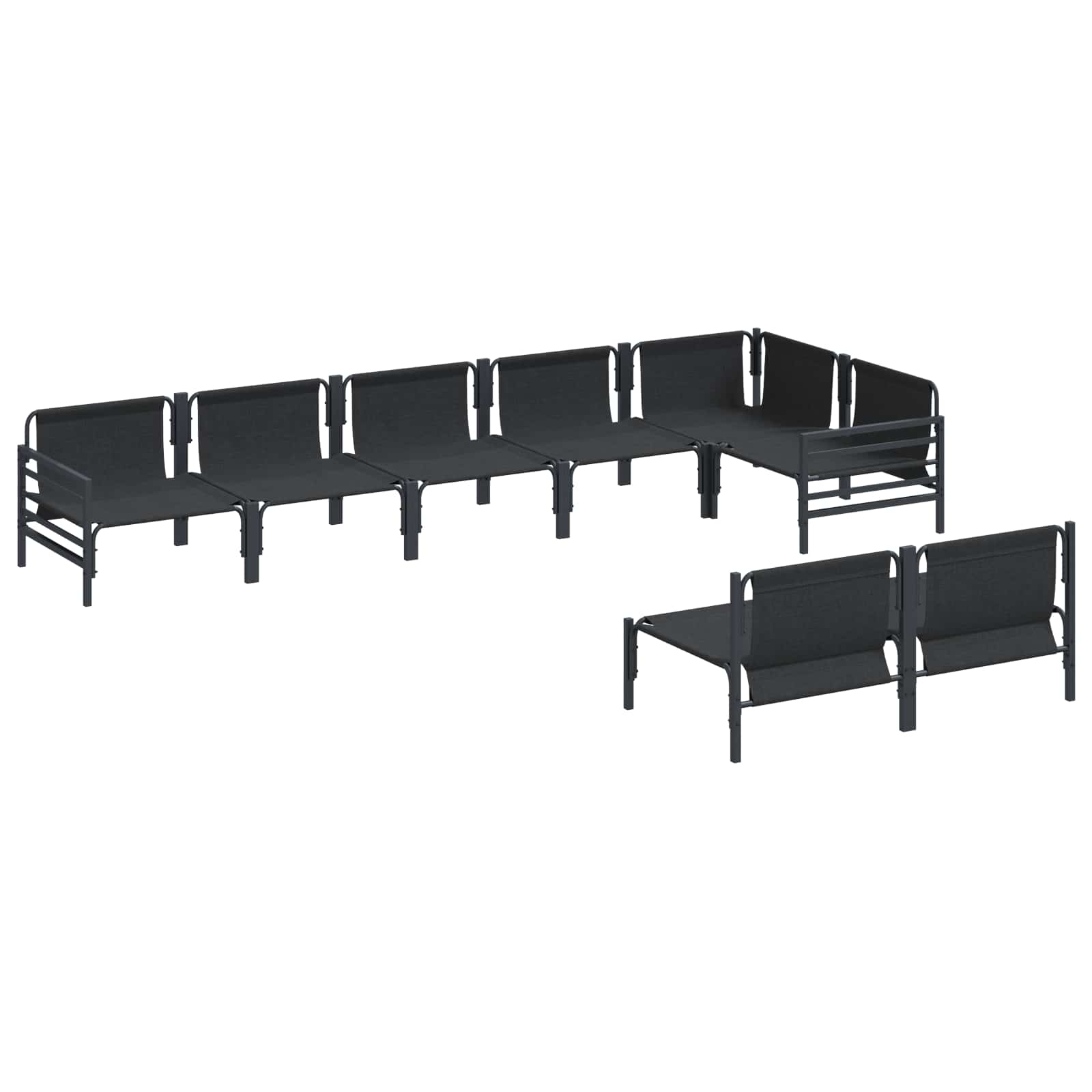 Gartensofa-set mit Kissen 8 pcs Schwarz Stahl