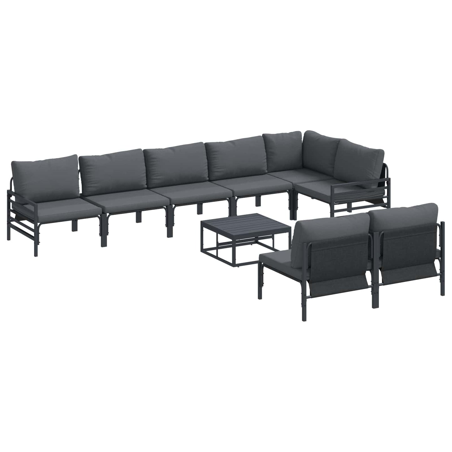 Gartensofa-set mit Kissen 9 pcs Schwarz Stahl