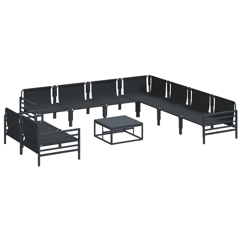 Gartensofa-set mit Kissen 10 pcs Schwarz Stahl