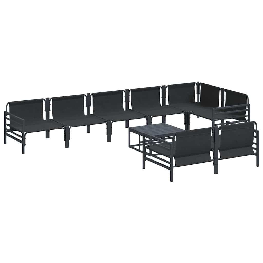 Gartensofa-set mit Kissen 9 pcs Schwarz Stahl