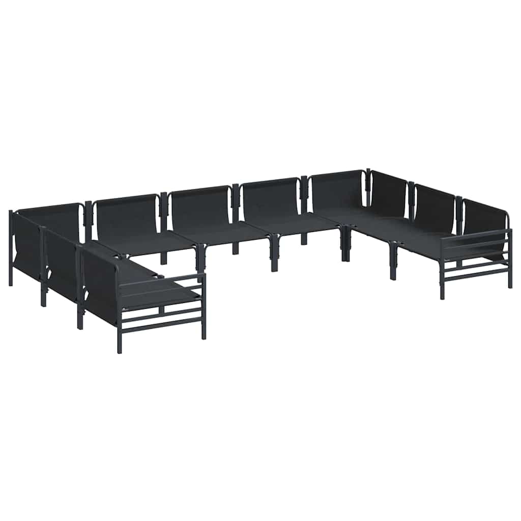Gartensofa-set mit Kissen 9 pcs Schwarz Stahl