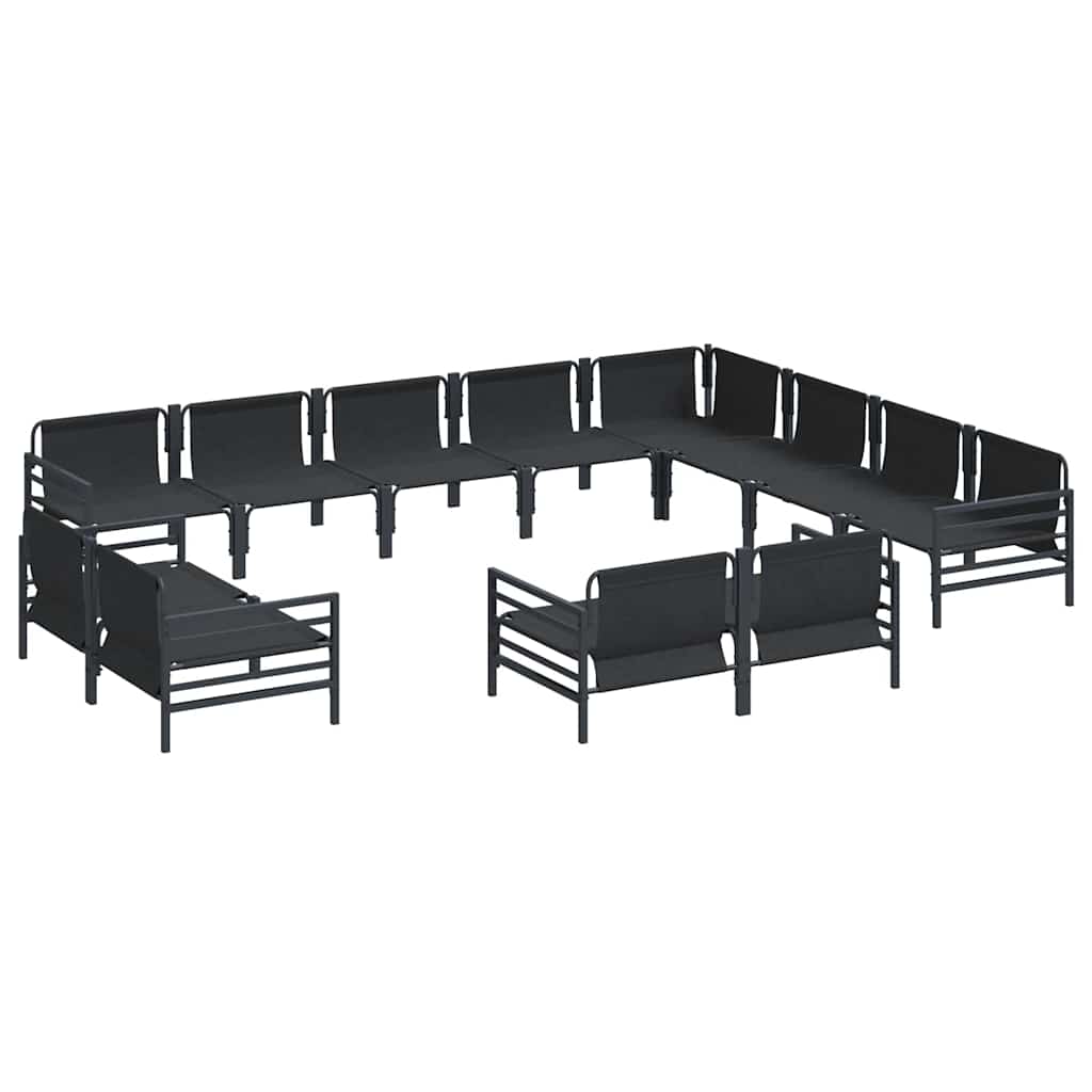Gartensofa-set mit Kissen 12 pcs Schwarz Stahl