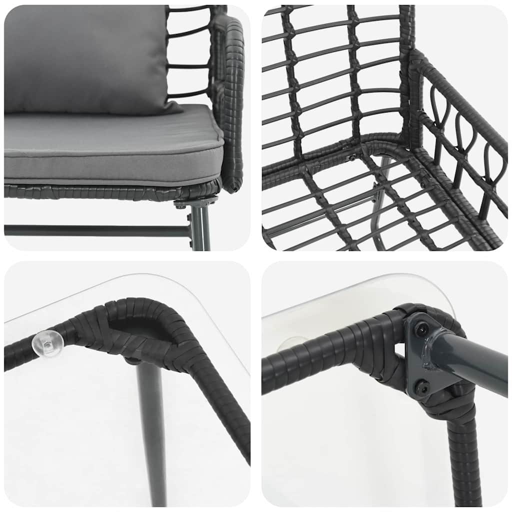 Gartenmöbel Set 4 stk. Schwarz und Anthrazit Poly-Rattan