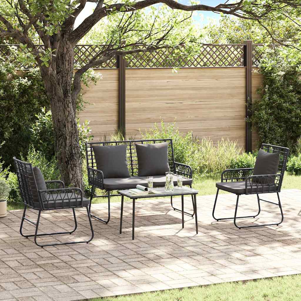 Gartenmöbel Set 4 stk. Schwarz und Anthrazit Poly-Rattan