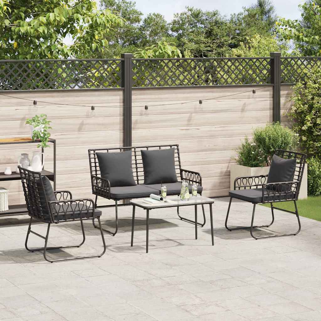 Gartenmöbel Set 4 stk. Schwarz und Anthrazit Poly-Rattan