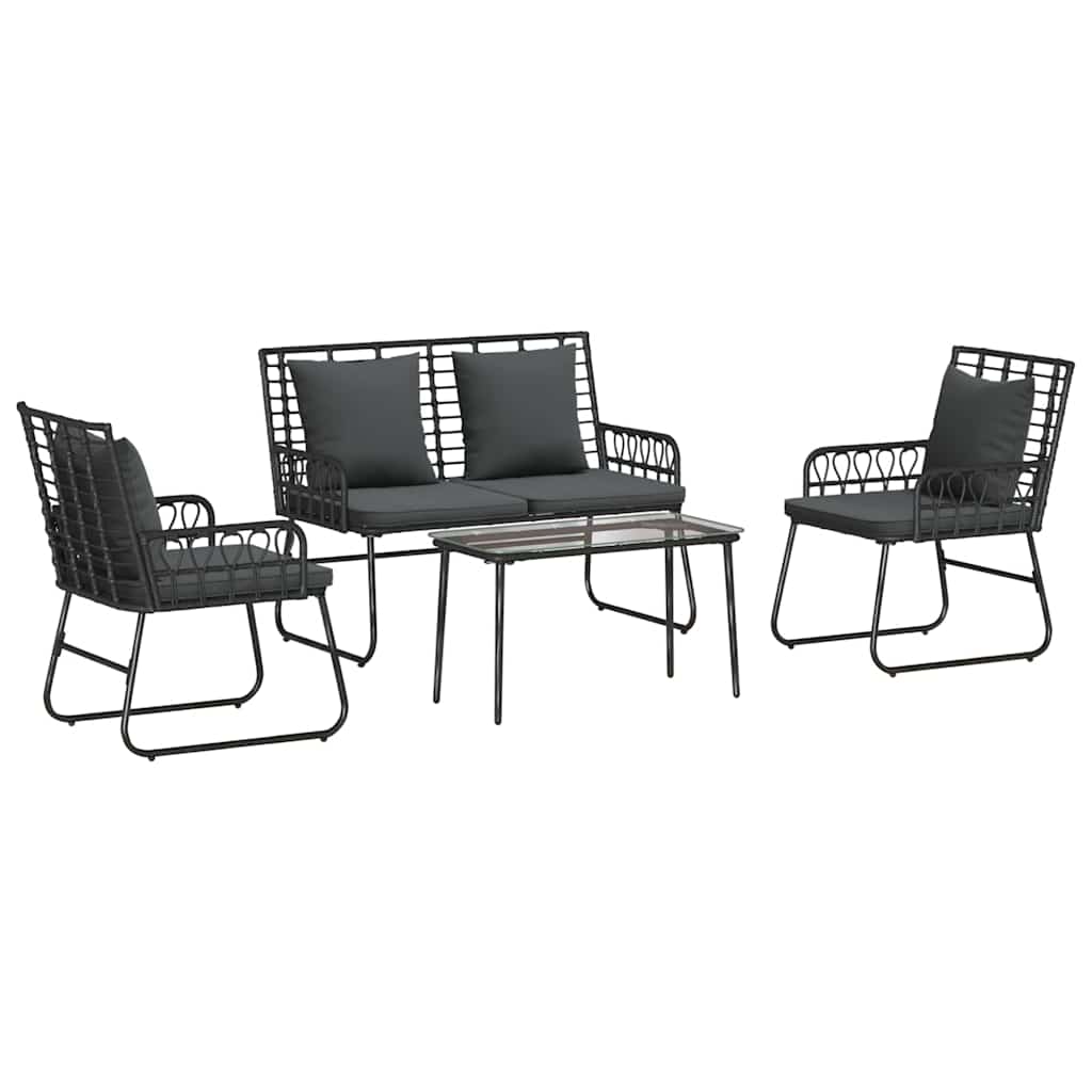 Gartenmöbel Set 4 stk. Schwarz und Anthrazit Poly-Rattan