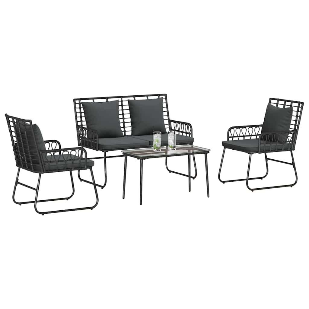 Gartenmöbel Set 4 stk. Schwarz und Anthrazit Poly-Rattan