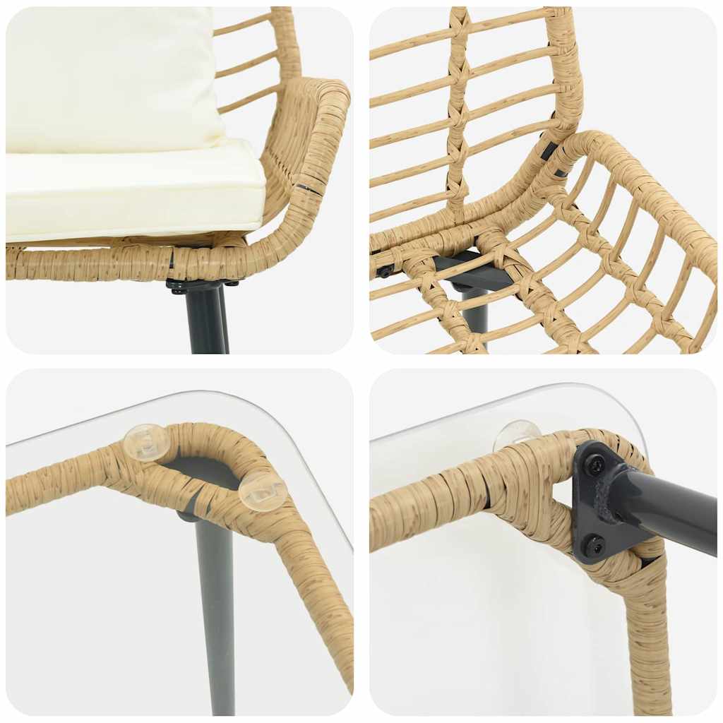 Gartenmöbel Set 4 stk. Schwarz und Creme Poly-Rattan