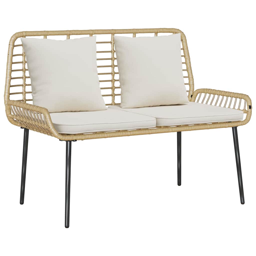Gartenmöbel Set 4 stk. Schwarz und Creme Poly-Rattan