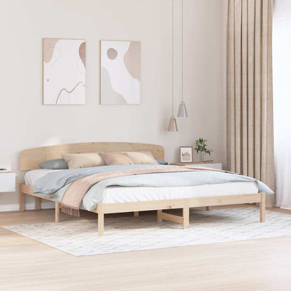 Bettrahmen mit Kopfteil Natur 200 x 200 cm Massives Kiefernholz