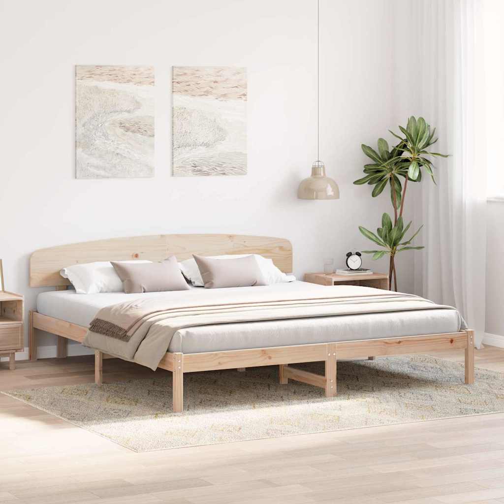 Bettrahmen mit Kopfteil Natur 200 x 200 cm Massives Kiefernholz