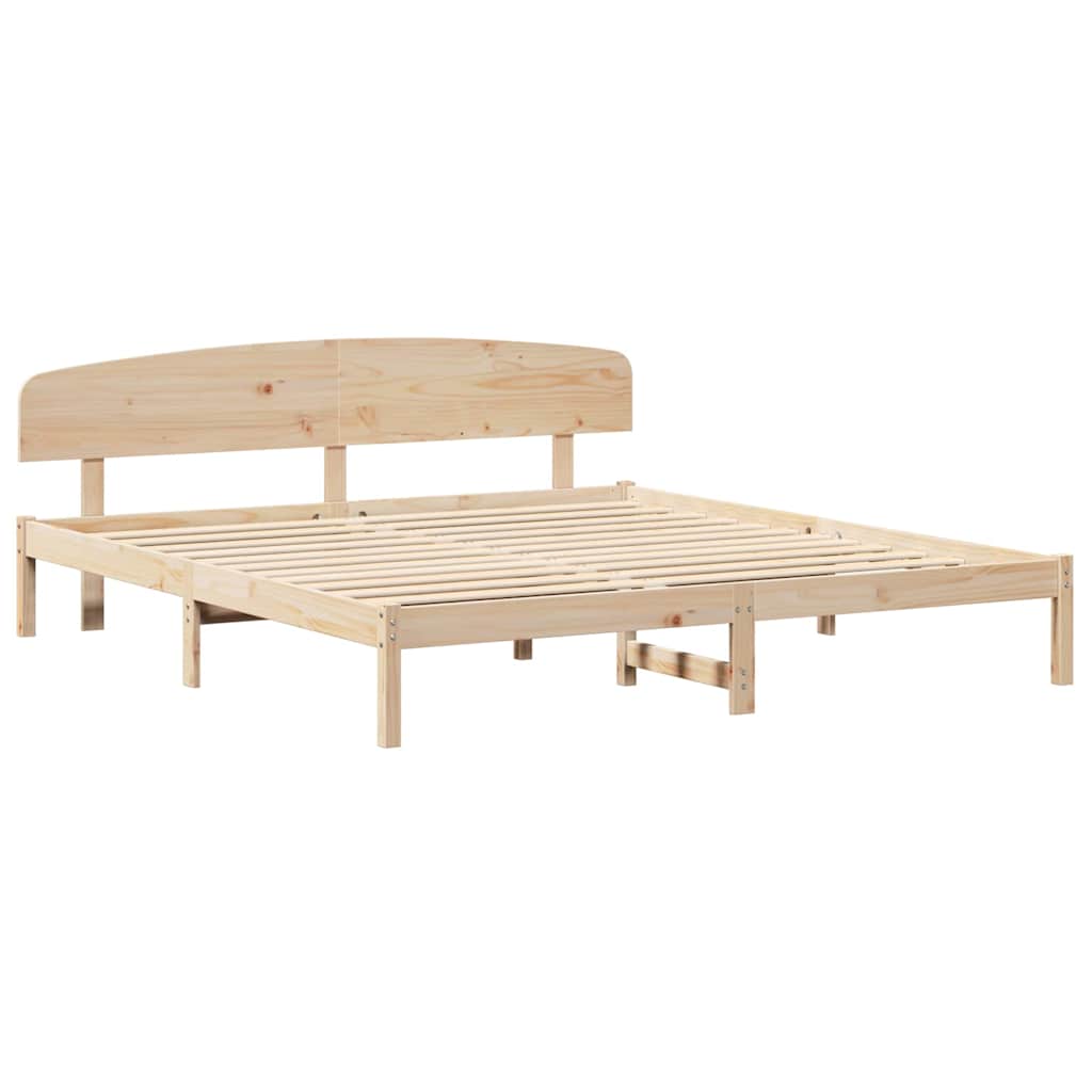 Bettrahmen mit Kopfteil Natur 200 x 200 cm Massives Kiefernholz