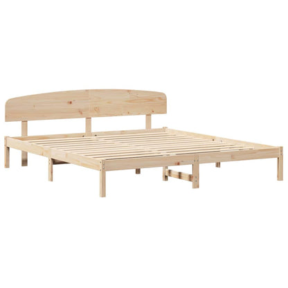 Bettrahmen mit Kopfteil Natur 200 x 200 cm Massives Kiefernholz