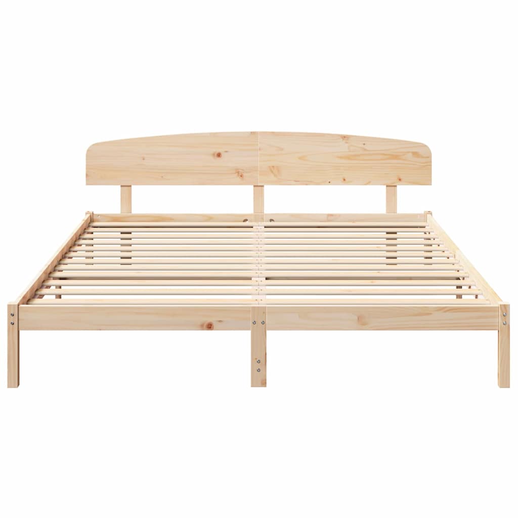 Bettrahmen mit Kopfteil Natur 200 x 200 cm Massives Kiefernholz