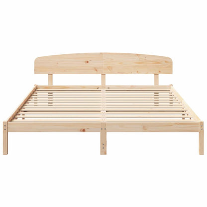 Bettrahmen mit Kopfteil Natur 200 x 200 cm Massives Kiefernholz