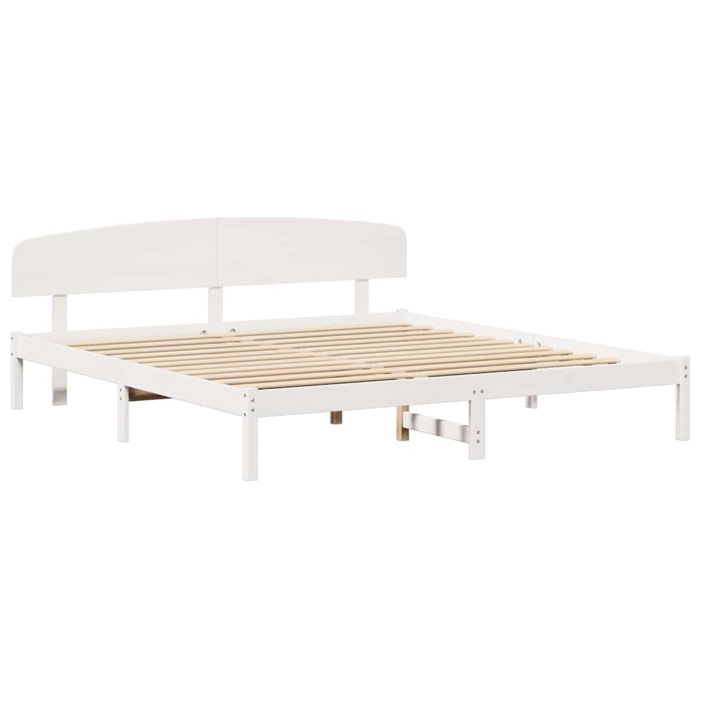 Bettrahmen mit Kopfteil Weiß 200 x 200 cm Massives Kiefernholz