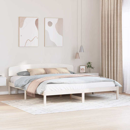 Bettrahmen mit Kopfteil Weiß 180 x 200 cm Massives Kiefernholz