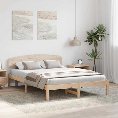 Bettrahmen mit Kopfteil Natur 140 x 200 cm Massives Kiefernholz