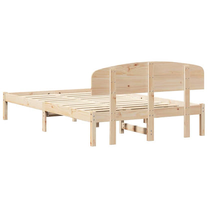 Bettrahmen mit Kopfteil Natur 140 x 190 cm Massives Kiefernholz