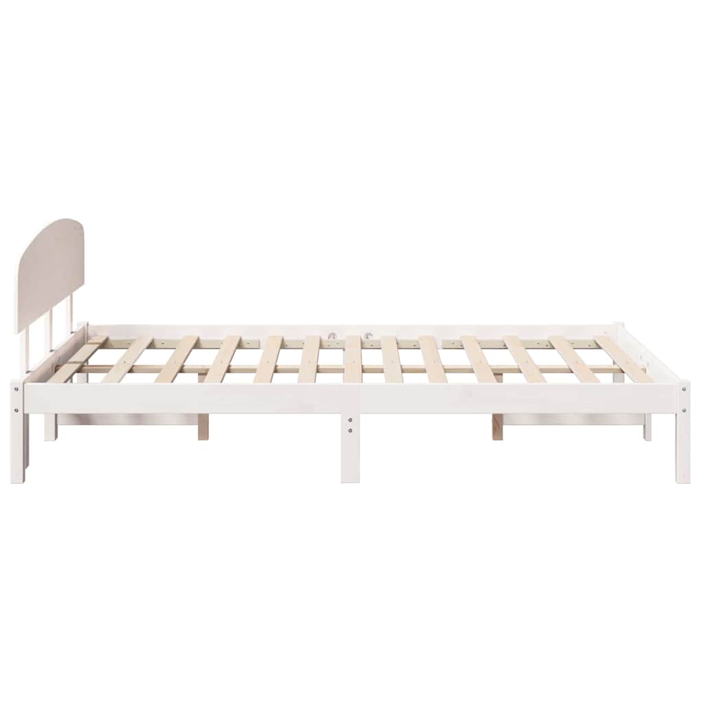 Bettrahmen mit Kopfteil Weiß 140 x 190 cm Massives Kiefernholz