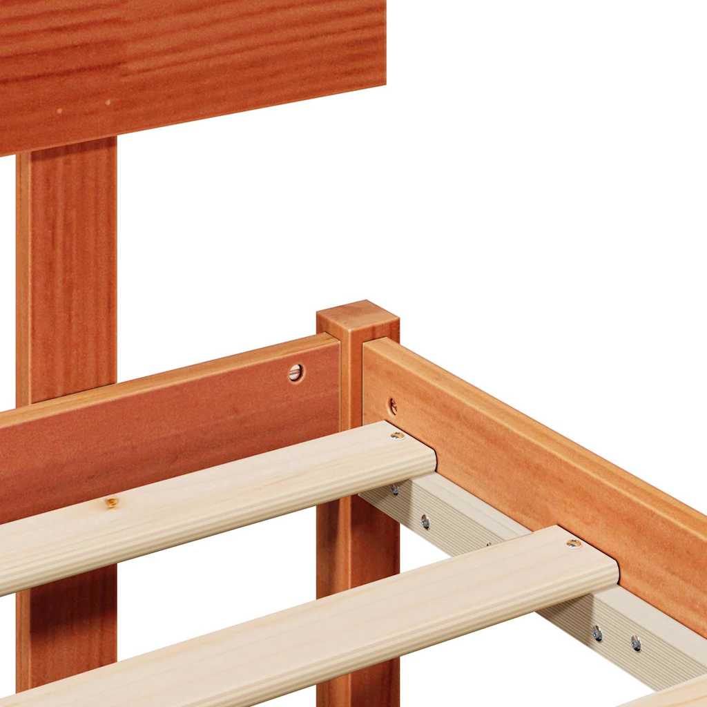Bettgestell mit Kopfteil Braun 100 x 200 cm Massivholz Kiefer