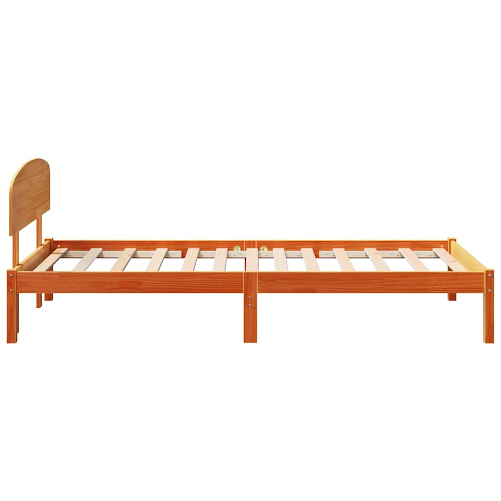 Bettgestell mit Kopfteil Braun 100 x 200 cm Massivholz Kiefer