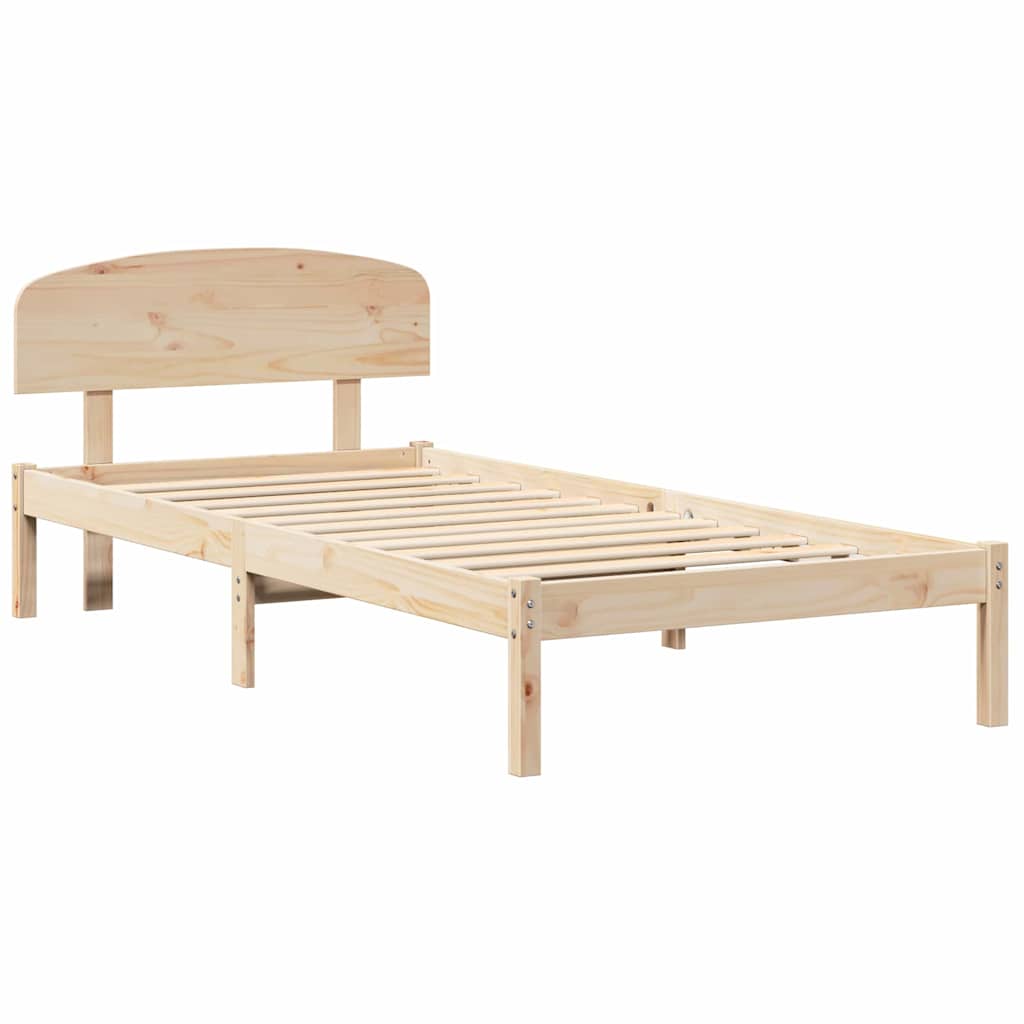 Bettrahmen mit Kopfteil Natur 90 x 190 cm Massives Kiefernholz