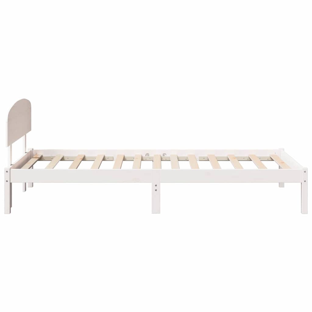 Bettrahmen mit Kopfteil Weiß 90 x 190 cm Massives Kiefernholz