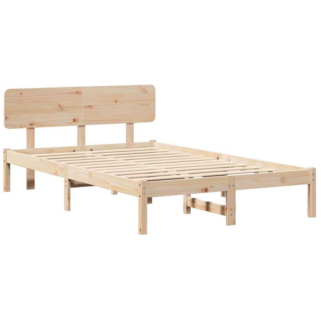 Bettrahmen mit Kopfteil Natur 140 x 190 cm Massives Kiefernholz