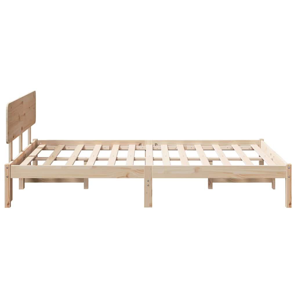 Bettrahmen mit Kopfteil Natur 140 x 190 cm Massives Kiefernholz