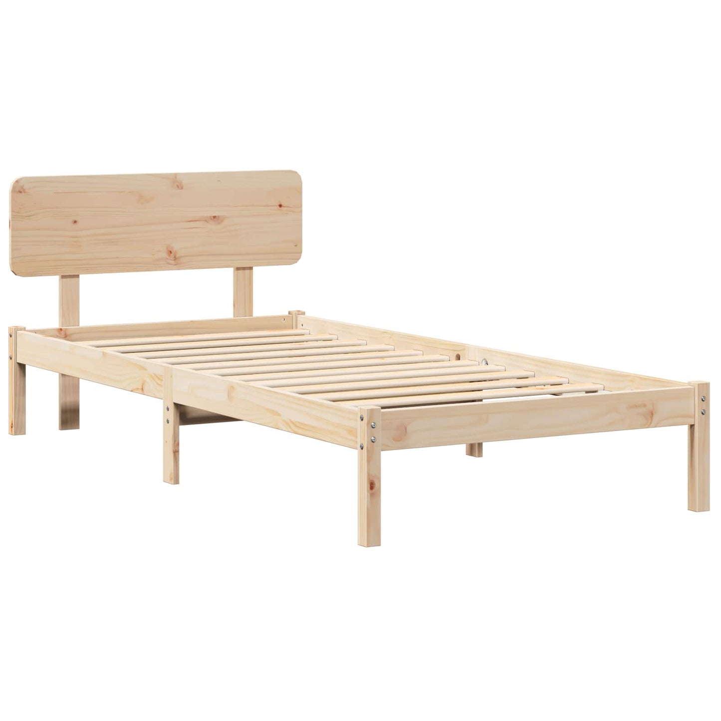 Bettrahmen mit Kopfteil Natur 90 x 190 cm Massives Kiefernholz