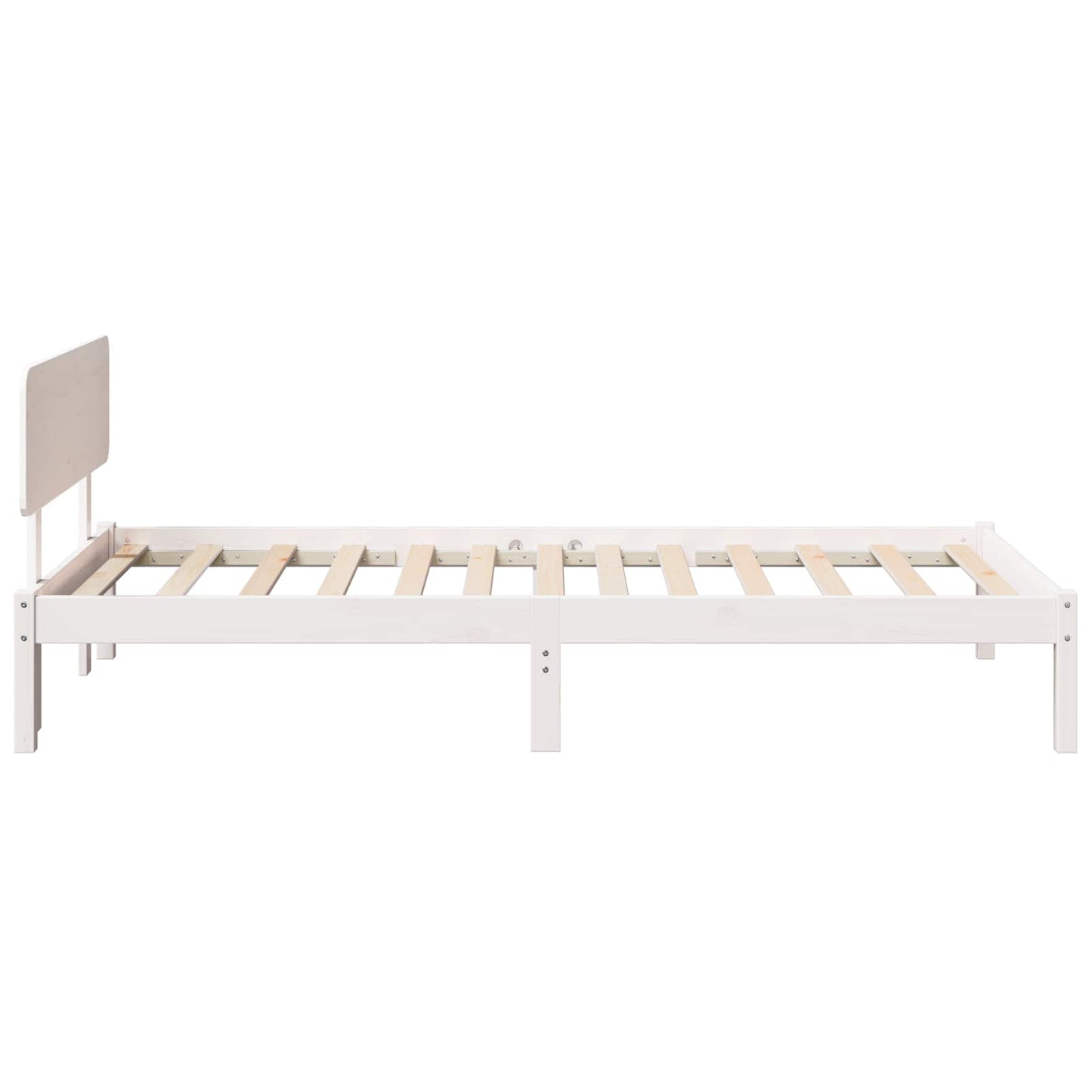Bettrahmen mit Kopfteil Weiß 90 x 190 cm Massives Kiefernholz