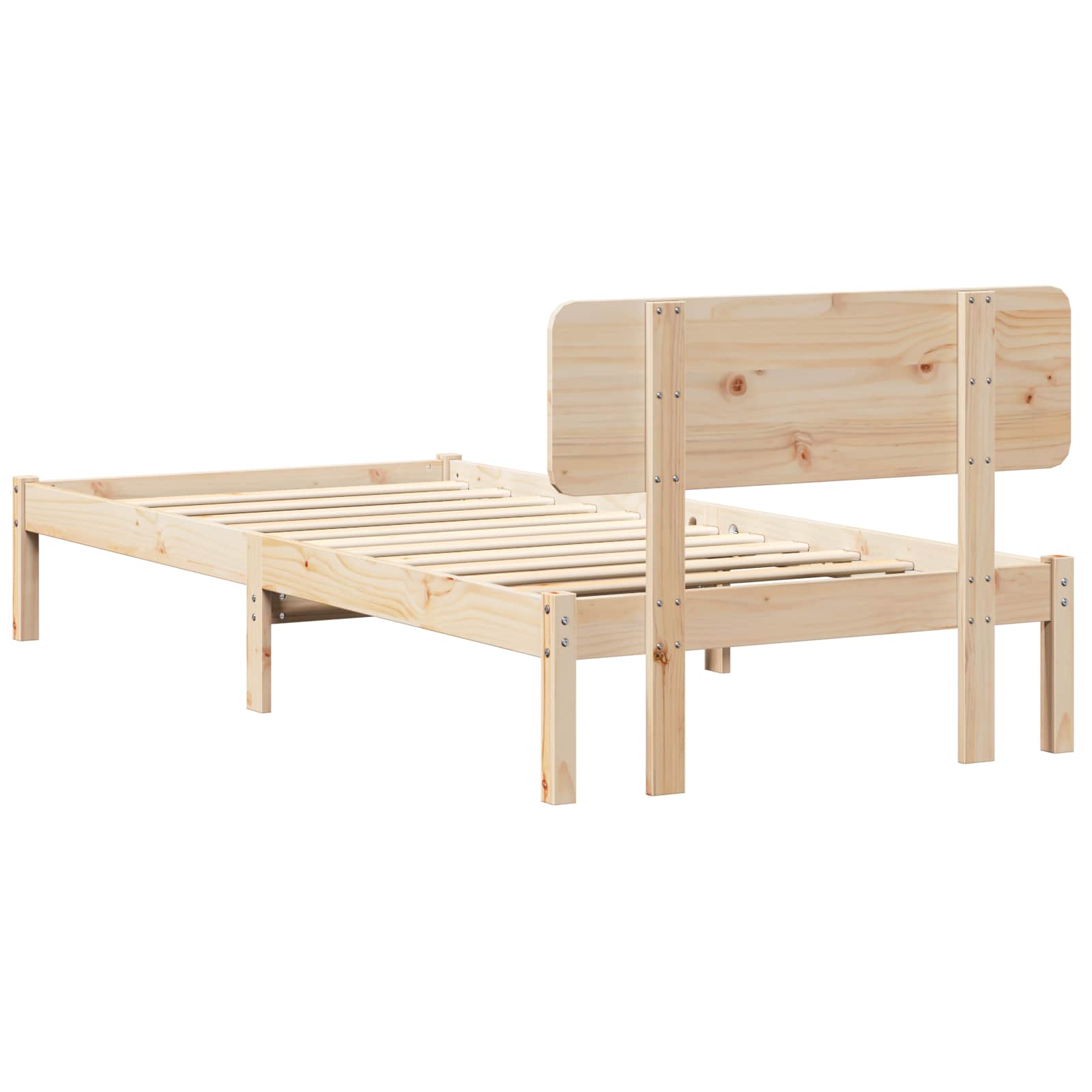 Bettrahmen mit Kopfteil Natur 75 x 190 cm Massives Kiefernholz