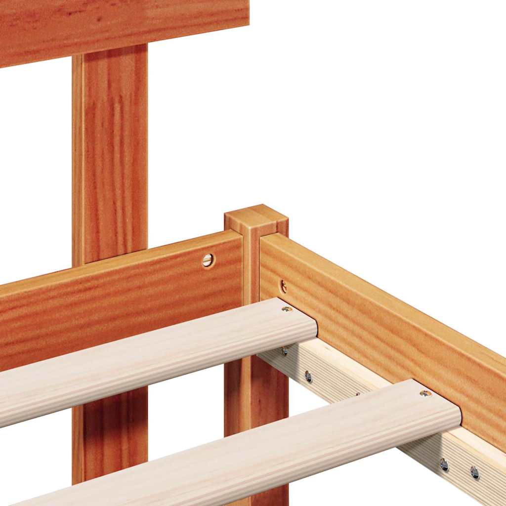 Bettgestell mit Kopfteil Braun 100 x 200 cm Massivholz Kiefer