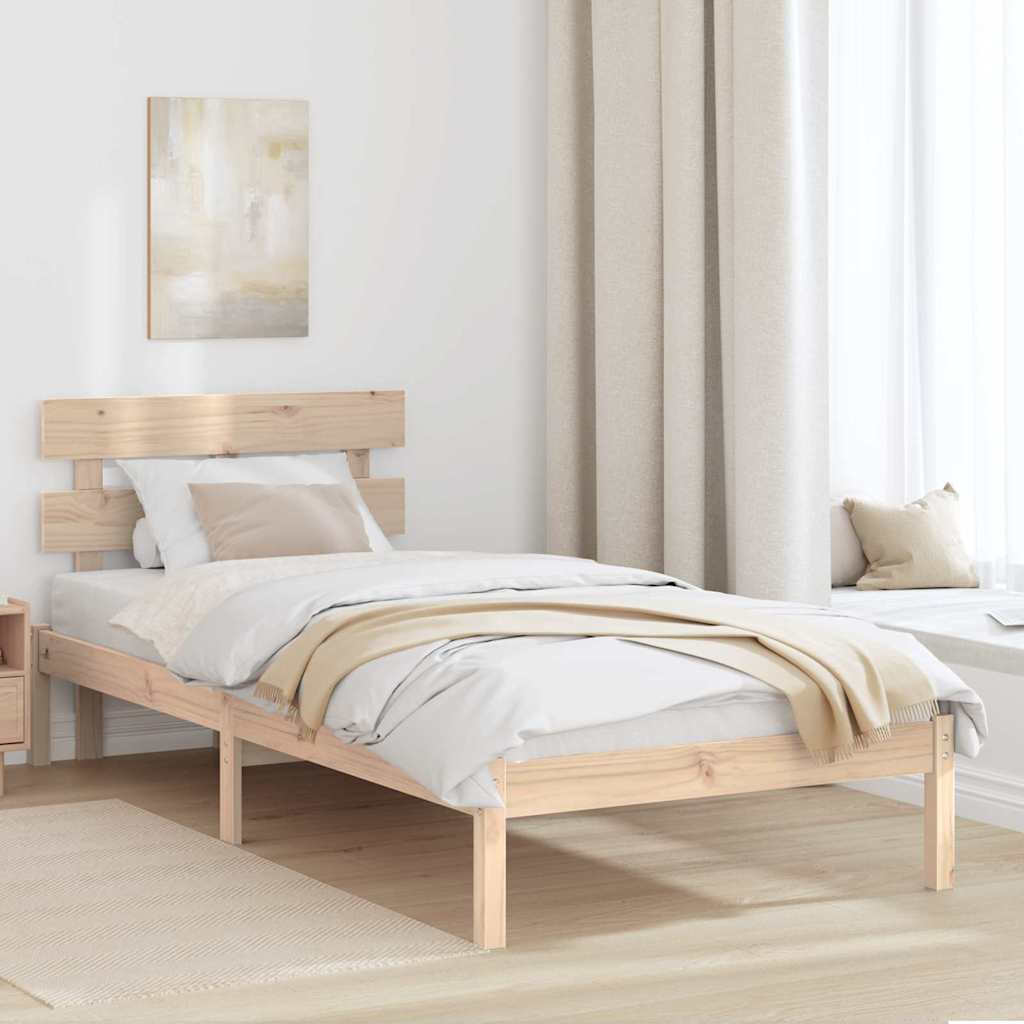 Bettgestell mit Kopfteil Braun 90 x 190 cm Massivholz Kiefer