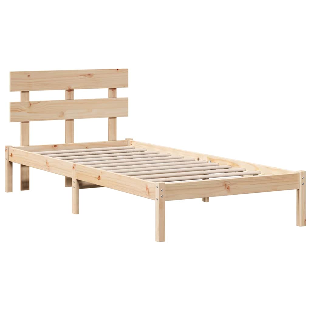 Bettgestell mit Kopfteil Braun 90 x 190 cm Massivholz Kiefer