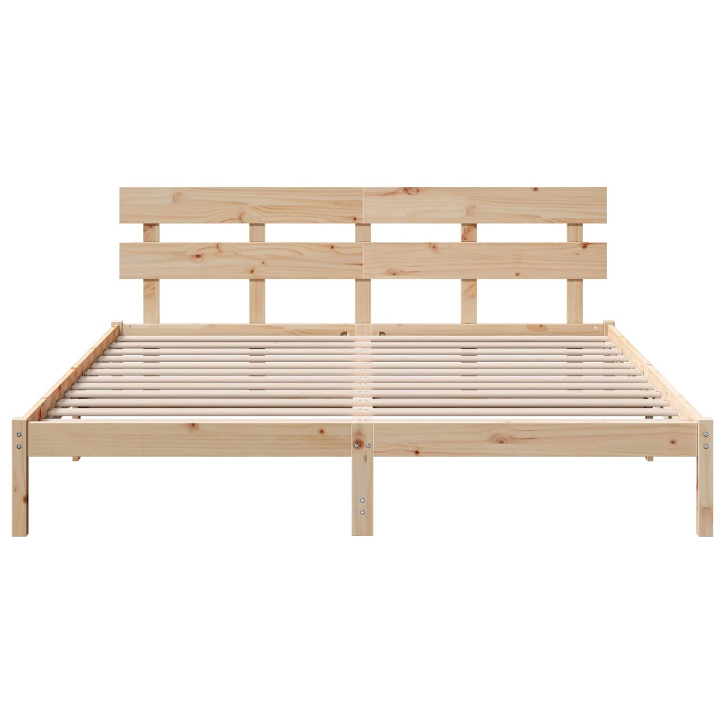 Bettgestell mit Kopfteil Braun 200 x 200 cm Massivholz Kiefer