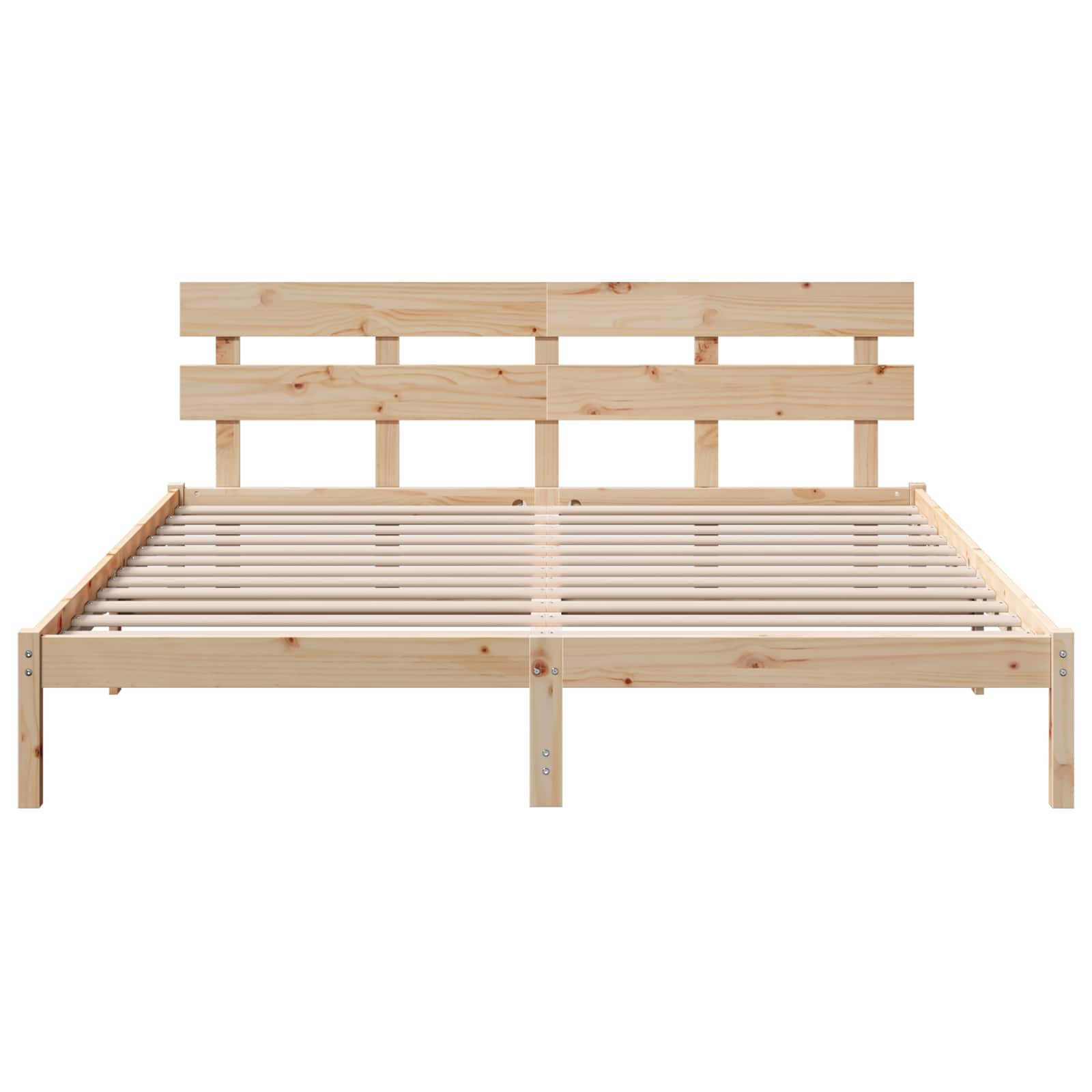 Bettgestell mit Kopfteil Braun 200 x 200 cm Massivholz Kiefer