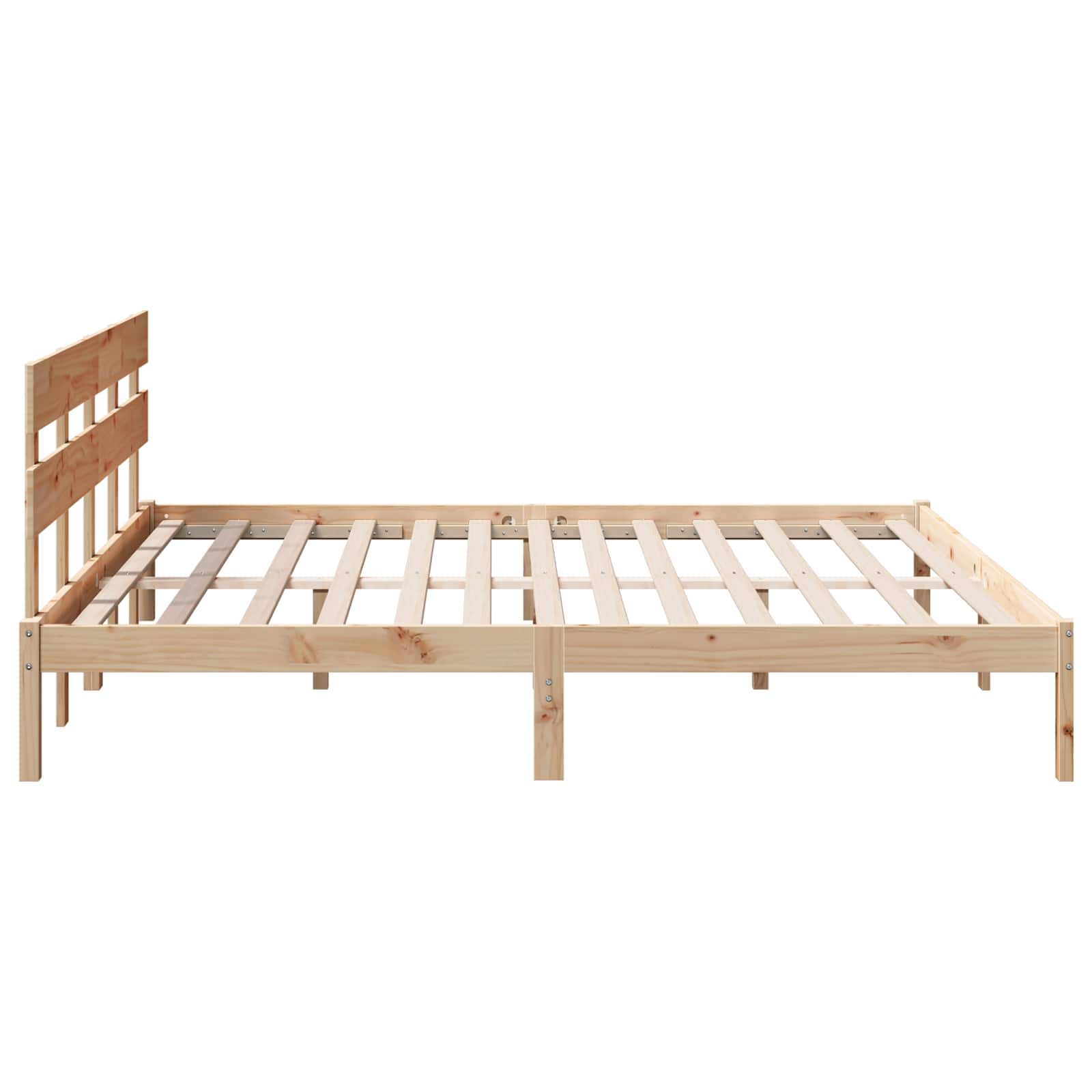 Bettgestell mit Kopfteil Braun 200 x 200 cm Massivholz Kiefer
