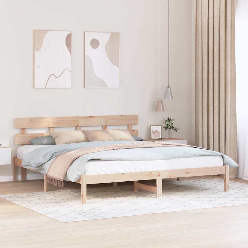 Bettgestell mit Kopfteil Braun 180 x 200 cm Massivholz Kiefer