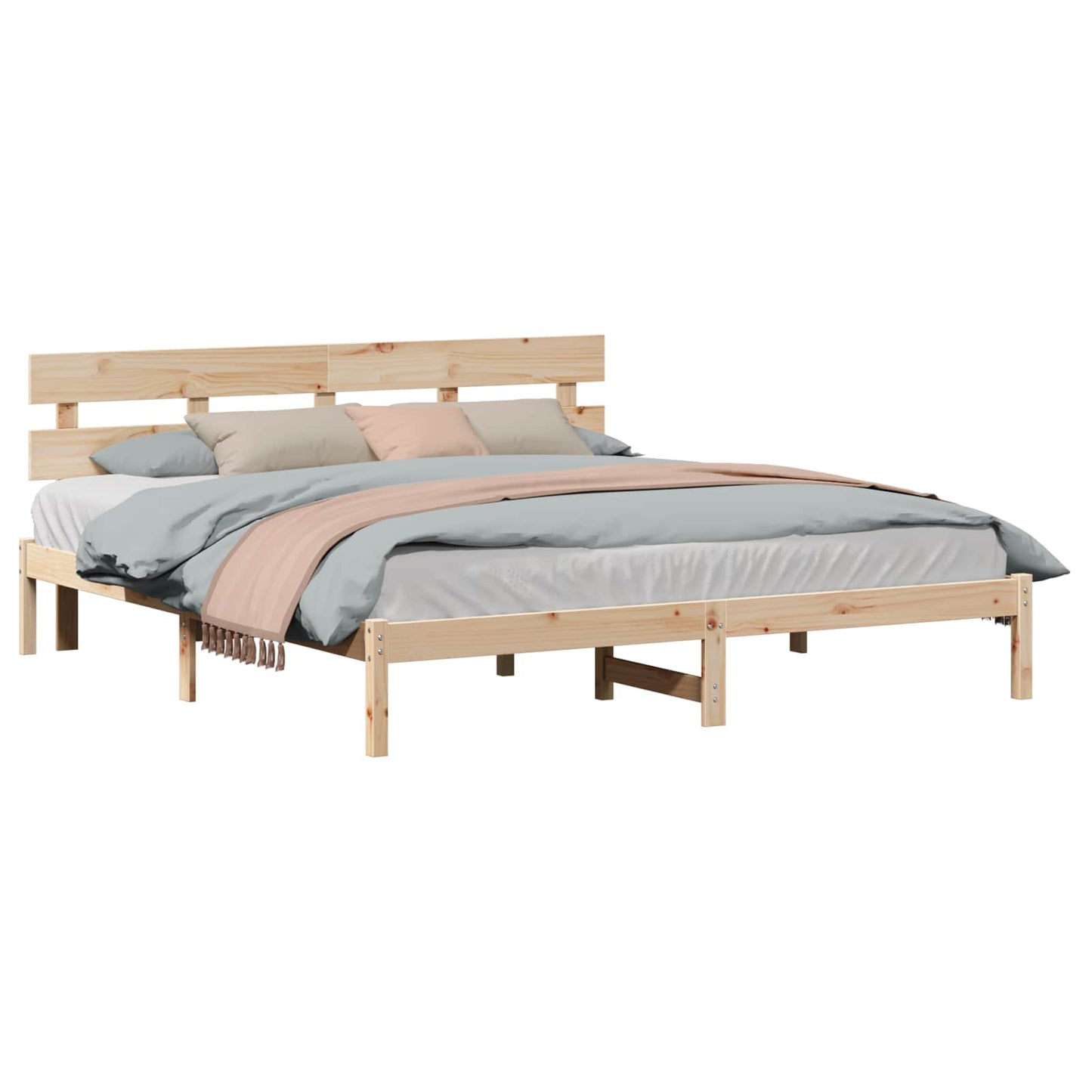Bettgestell mit Kopfteil Braun 180 x 200 cm Massivholz Kiefer