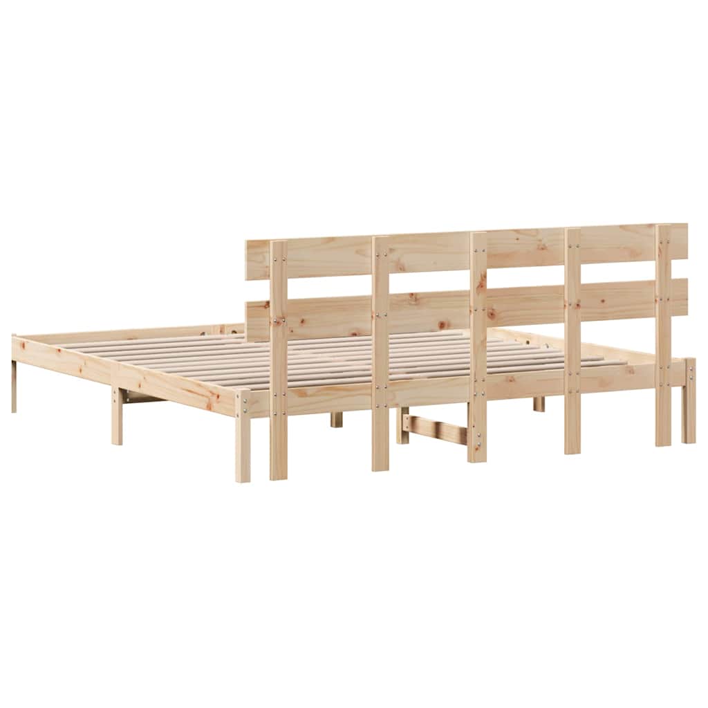 Bettgestell mit Kopfteil Braun 180 x 200 cm Massivholz Kiefer