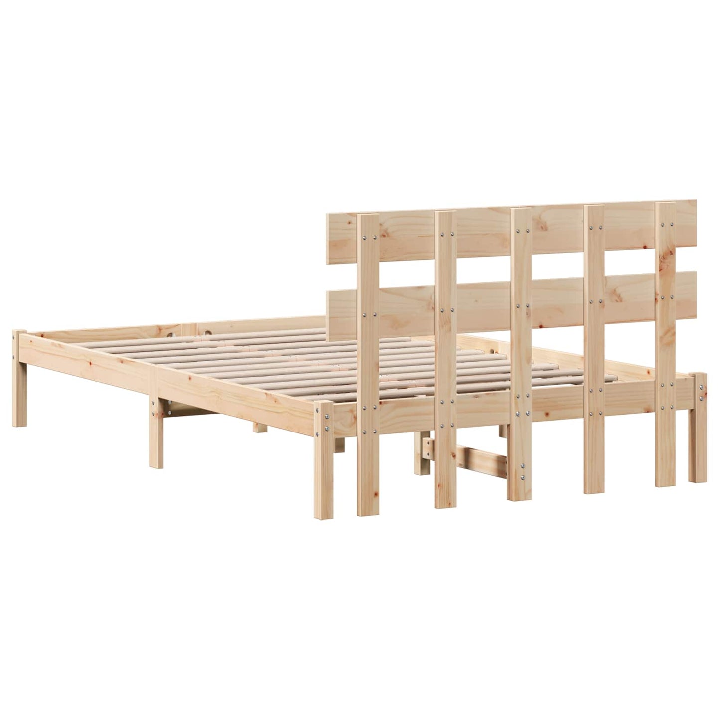 Bettgestell mit Kopfteil Braun 120 x 200 cm Massivholz Kiefer