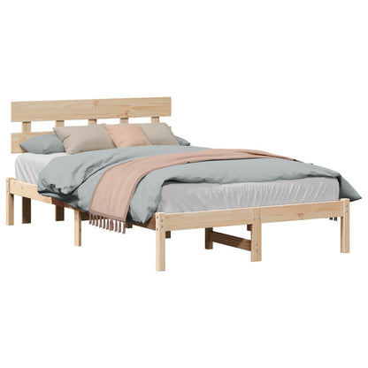 Bettgestell mit Kopfteil Braun 120 x 190 cm Massivholz Kiefer