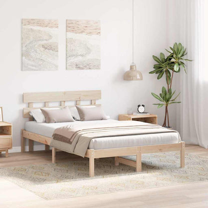 Bettgestell mit Kopfteil Braun 140 x 190 cm Massivholz Kiefer
