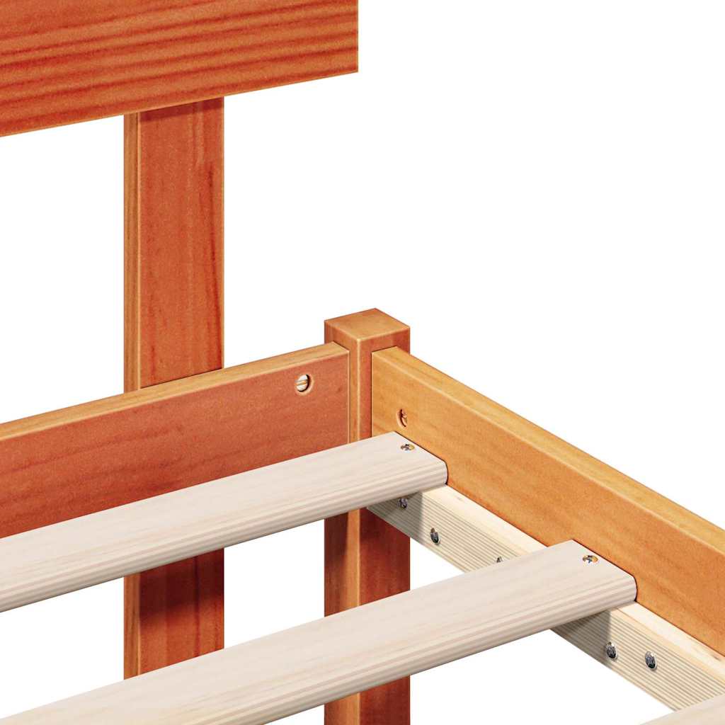 Bettgestell mit Kopfteil Braun 135 x 190 cm Massivholz Kiefer